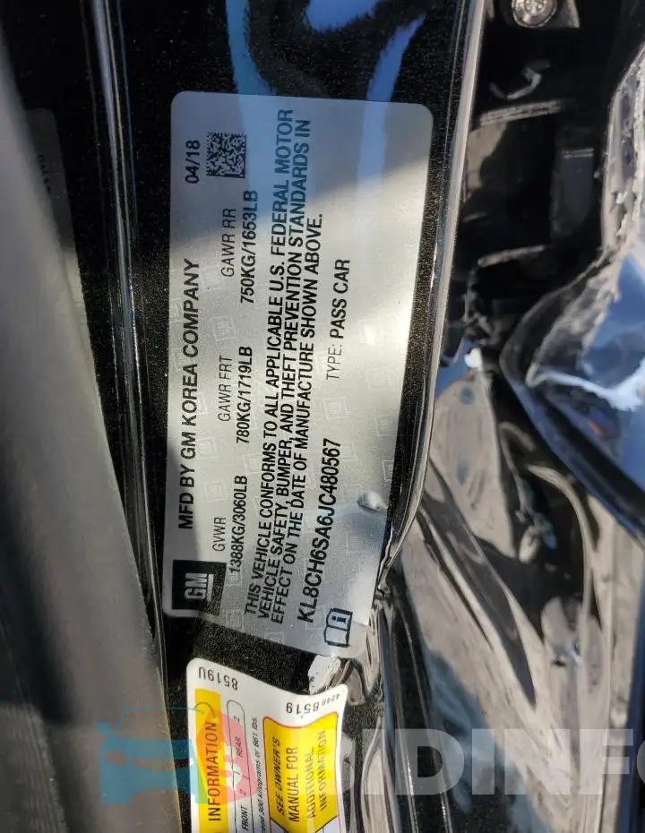 KL8CH6SA6JC480567 Photo# 12