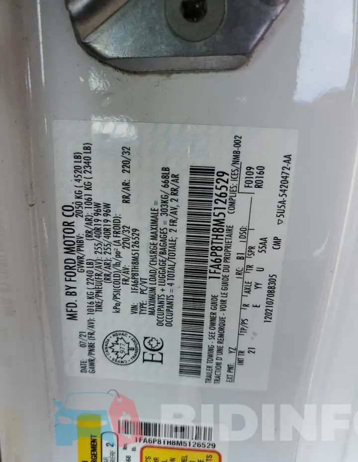 1FA6P8TH8M5126529 Photo# 13