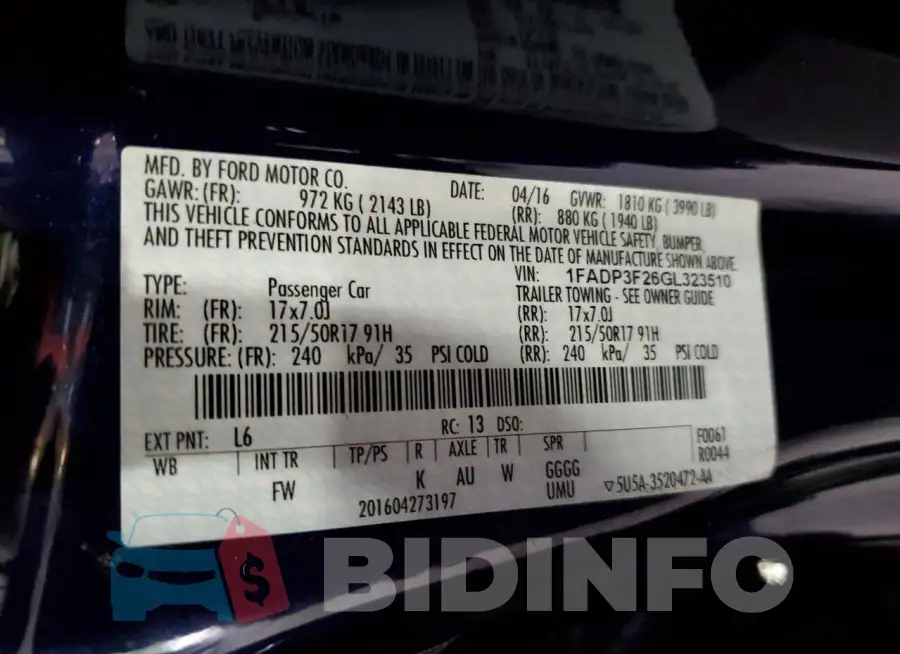 1FADP3F26GL323510 Photo# 13