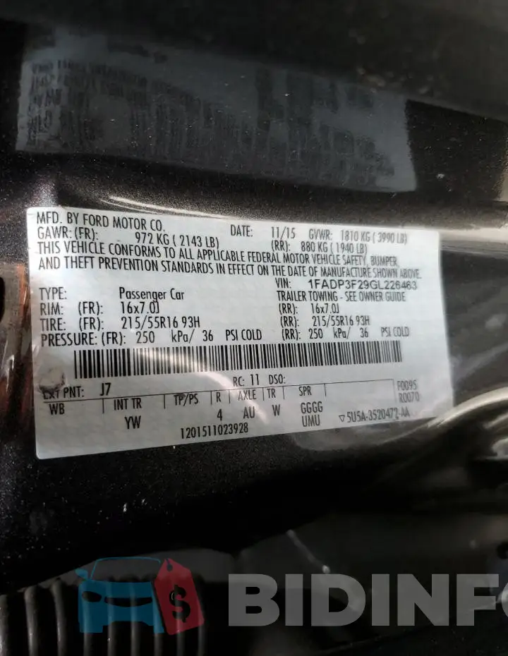 1FADP3F29GL226463 Photo# 12