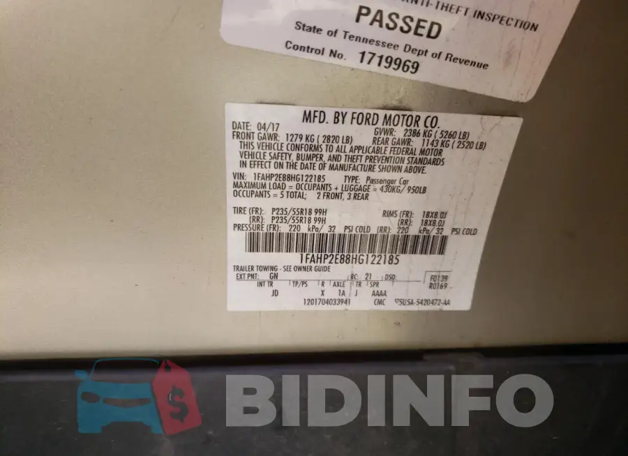 1FAHP2E88HG122185 Photo# 12