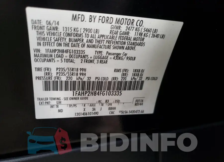 1FAHP2H84FG103335 Photo# 13
