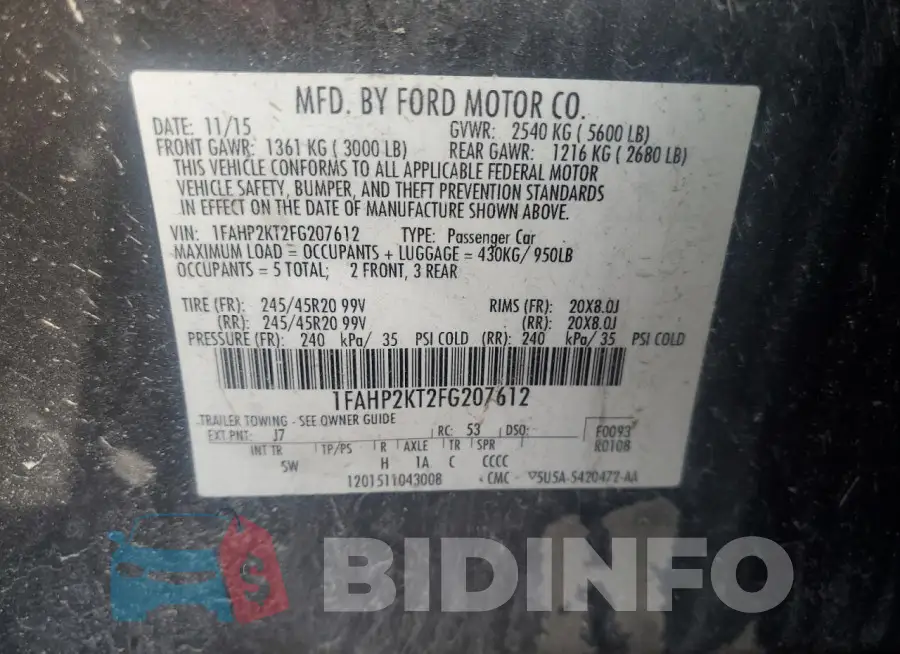 1FAHP2KT2FG207612 Photo# 12