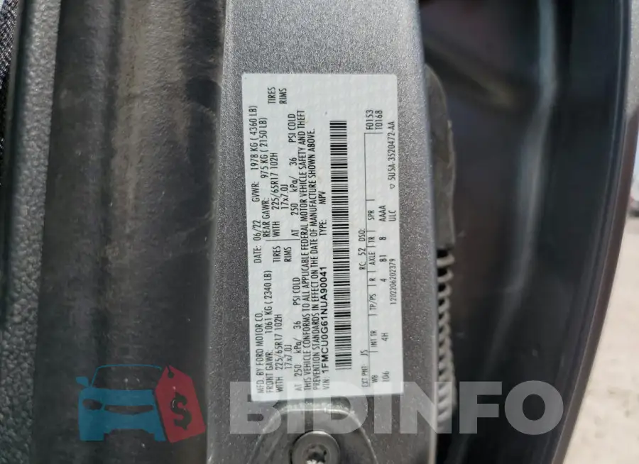1FMCU0G61NUA90041 Photo# 13