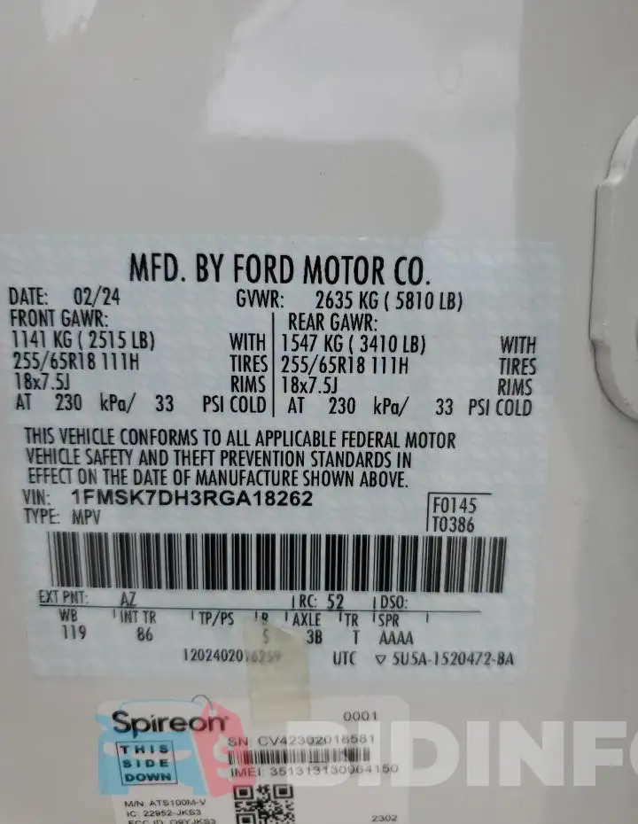 1FMSK7DH3RGA18262 Photo# 13