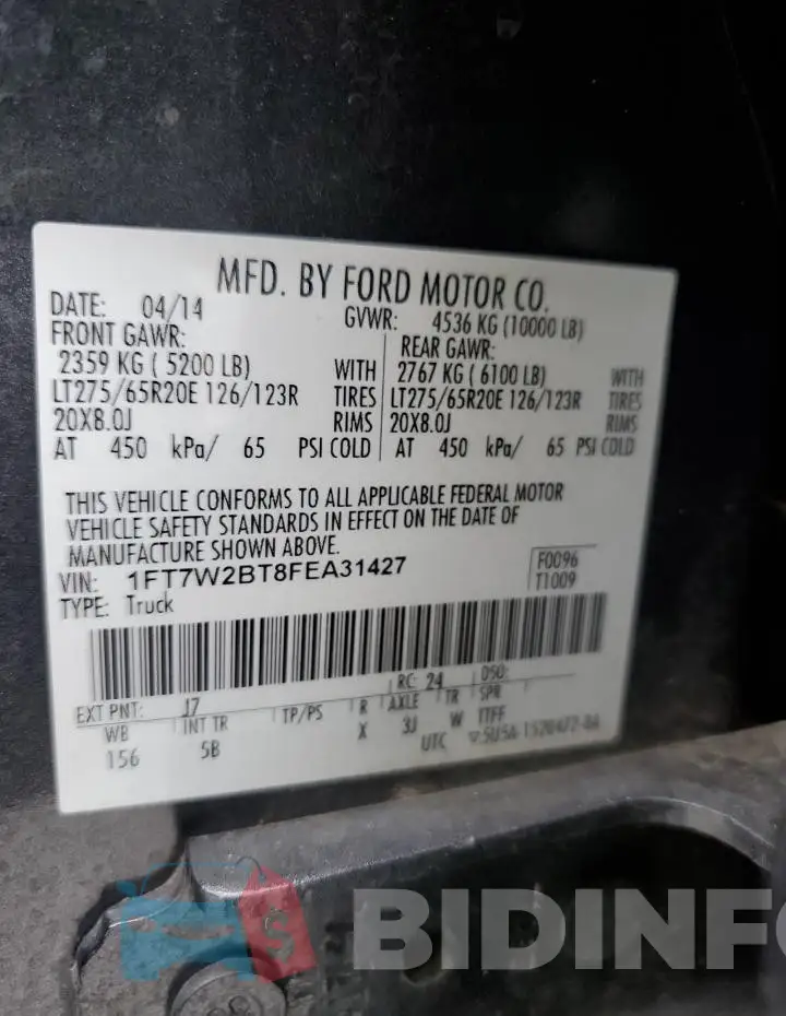 1FT7W2BT8FEA31427 Photo# 12