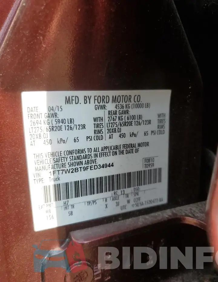 1FT7W2BT9FED34944 Photo# 13