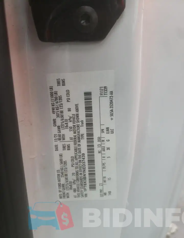 1FT8X3BN1NED37439 Photo# 13