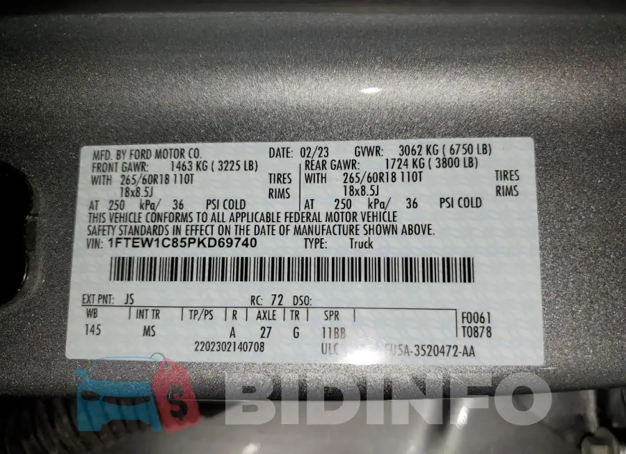 1FTEW1C85PKD69740 Photo# 12