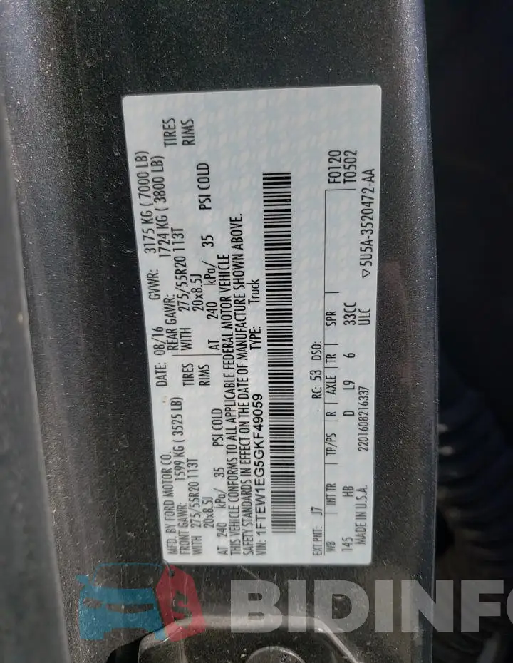 1FTEW1EG5GKF49059 Photo# 12