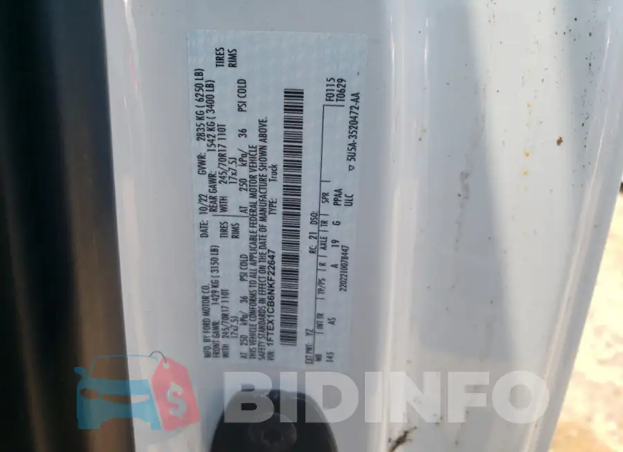 1FTEX1CB6NKF22647 Photo# 12