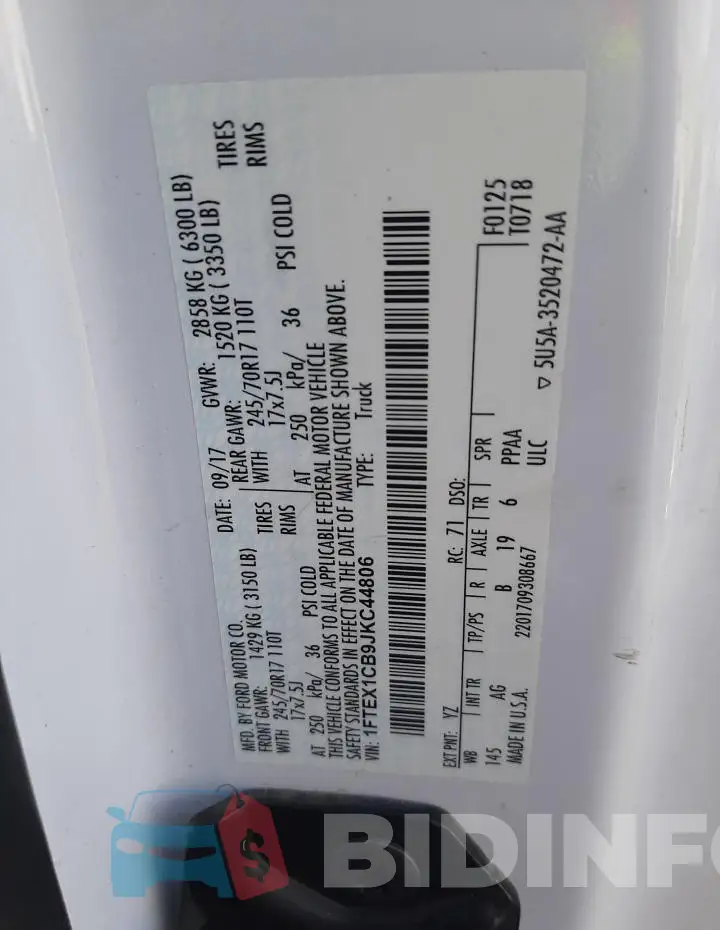 1FTEX1CB9JKC44806 Photo# 12