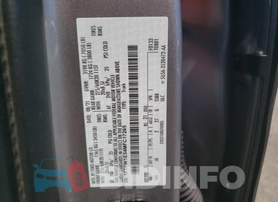 1FTFW1E54MFC17265 Photo# 12