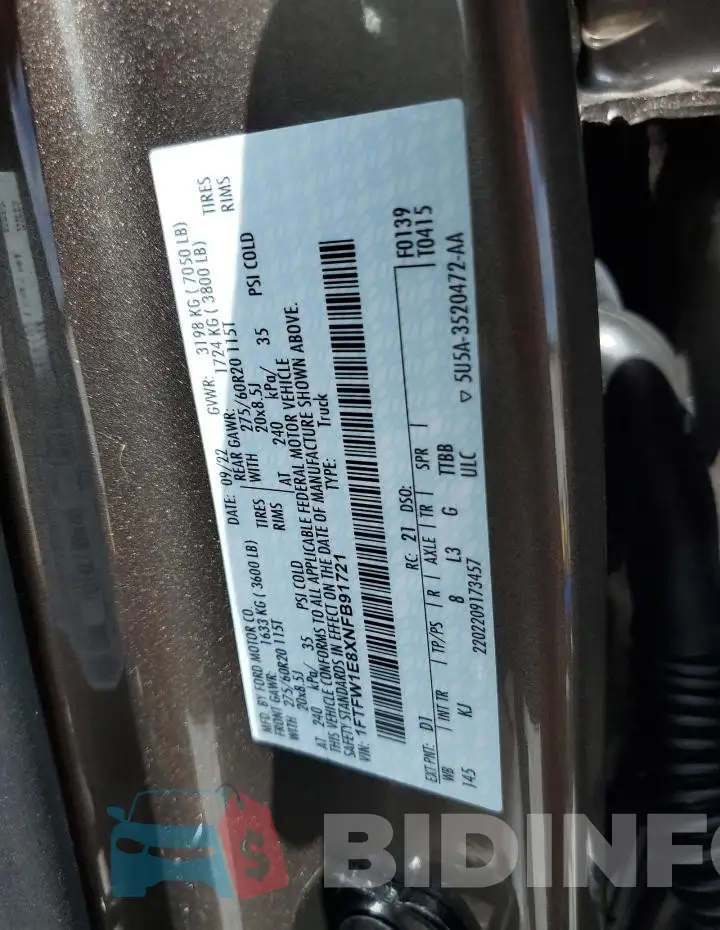 1FTFW1E8XNFB91721 Photo# 13