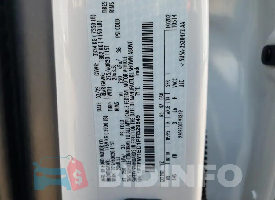 1FTFW1ED1PFB29849 Photo# 12