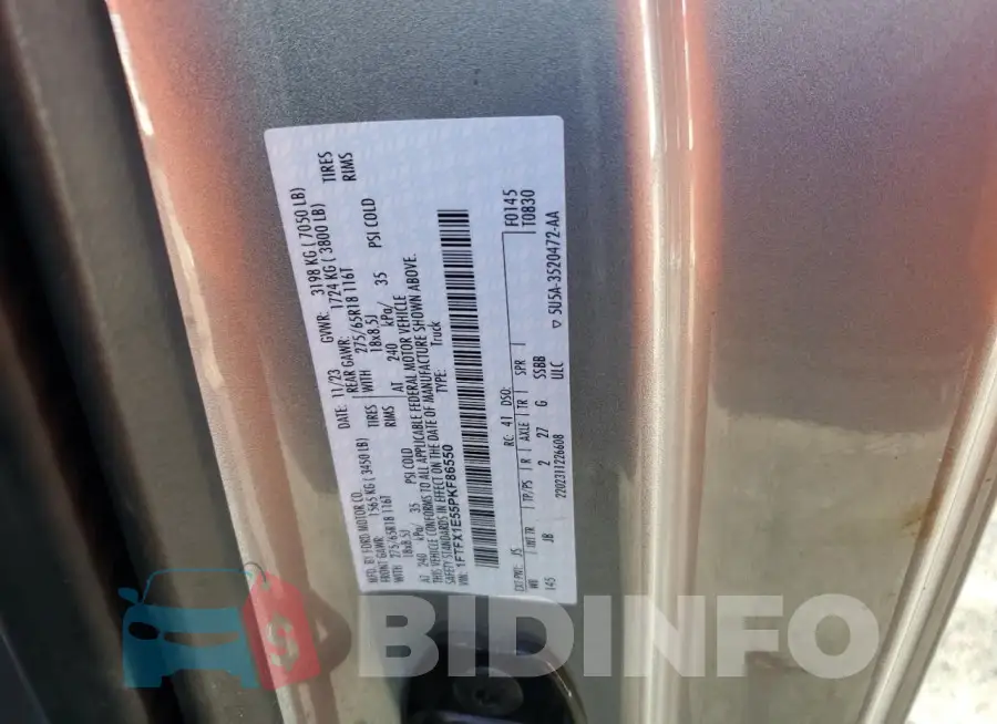 1FTFX1E55PKF86550 Photo# 12