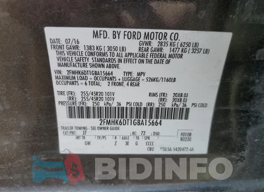 2FMHK6DT1GBA15664 Photo# 13
