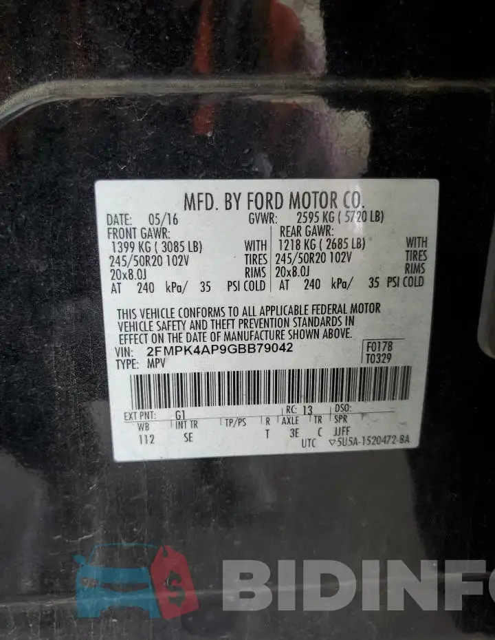 2FMPK4AP9GBB79042 Photo# 13
