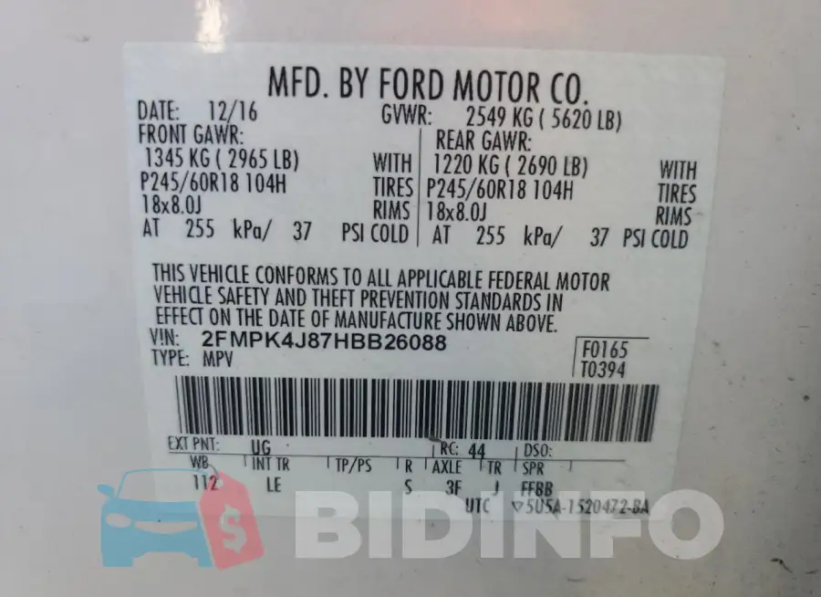 2FMPK4J87HBB26088 Photo# 14