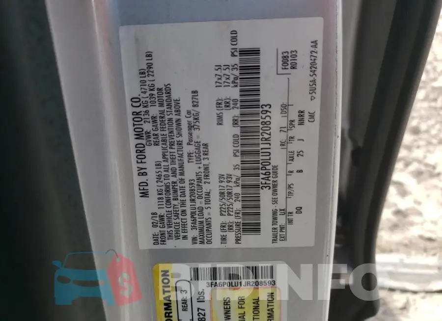 3FA6P0LU1JR208593 Photo# 12