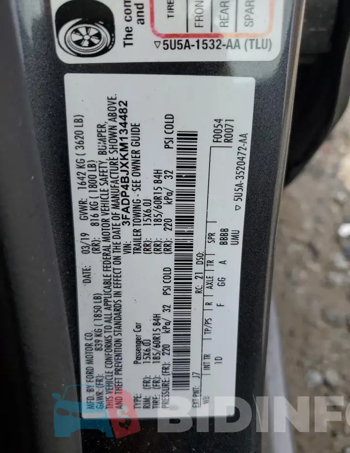 3FADP4BJXKM134482 Photo# 13