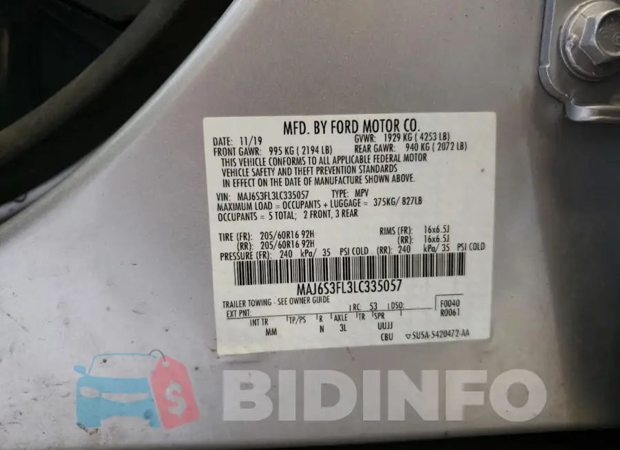 MAJ6S3FL3LC335057 Photo# 13