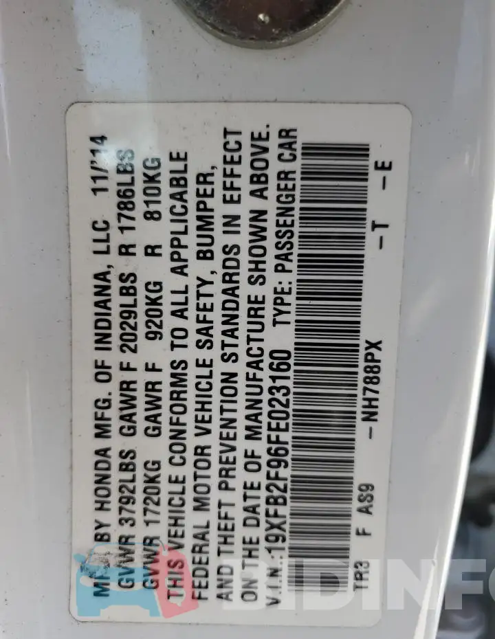 19XFB2F96FE023160 Photo# 12