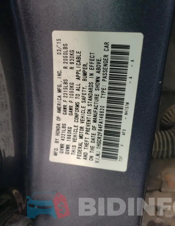 1HGCR2F84FA146630 Photo# 13