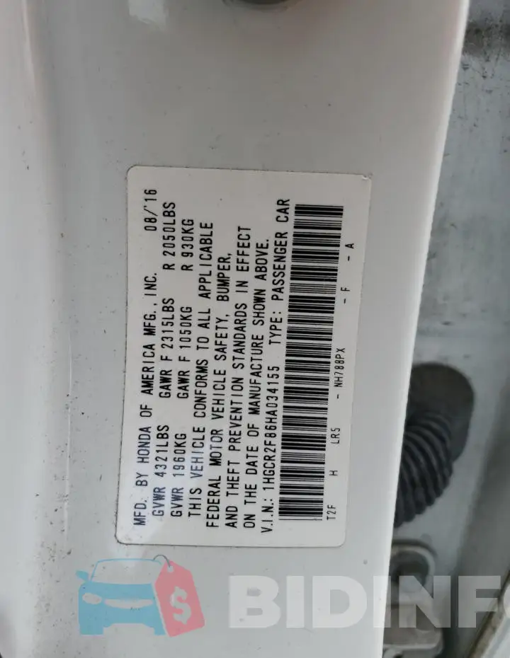 1HGCR2F86HA034155 Photo# 12