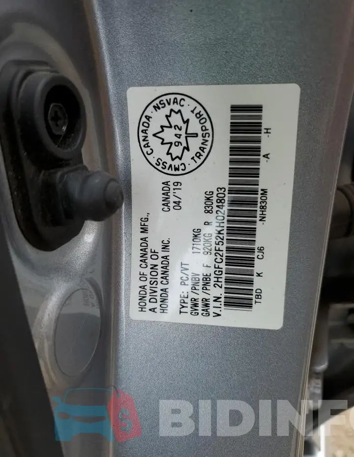2HGFC2F52KH024803 Photo# 12