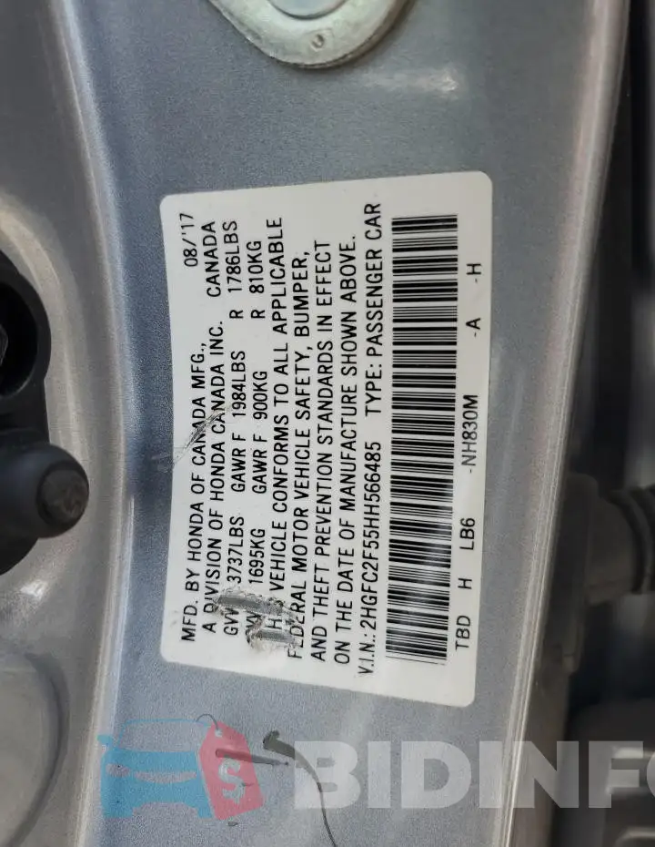 2HGFC2F55HH566485 Photo# 12