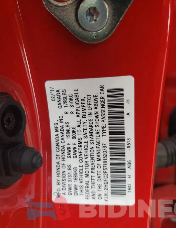 2HGFC2F57HH520737 Photo# 12