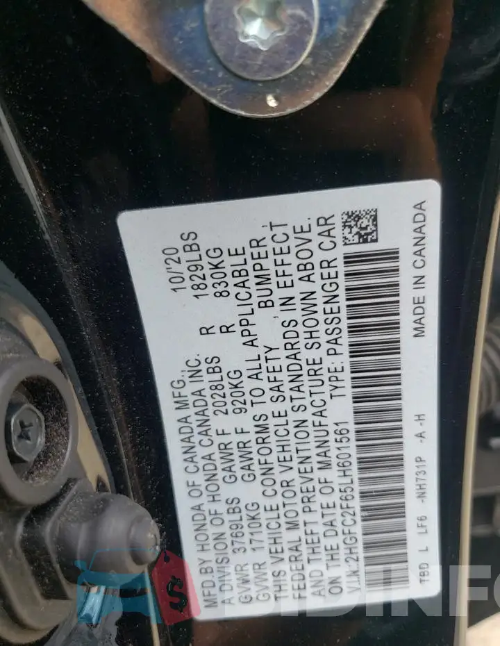 2HGFC2F65LH601561 Photo# 12
