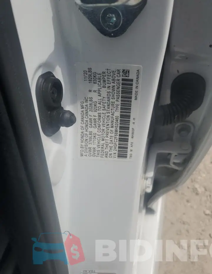 2HGFC2F68MH520460 Photo# 13