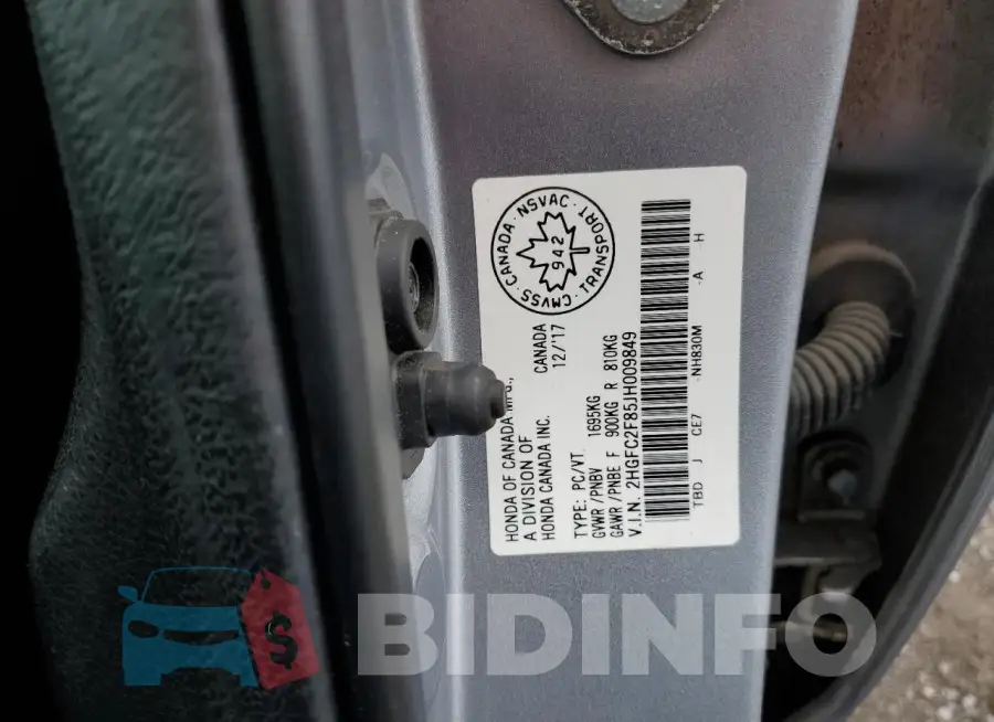 2HGFC2F85JH009849 Photo# 12