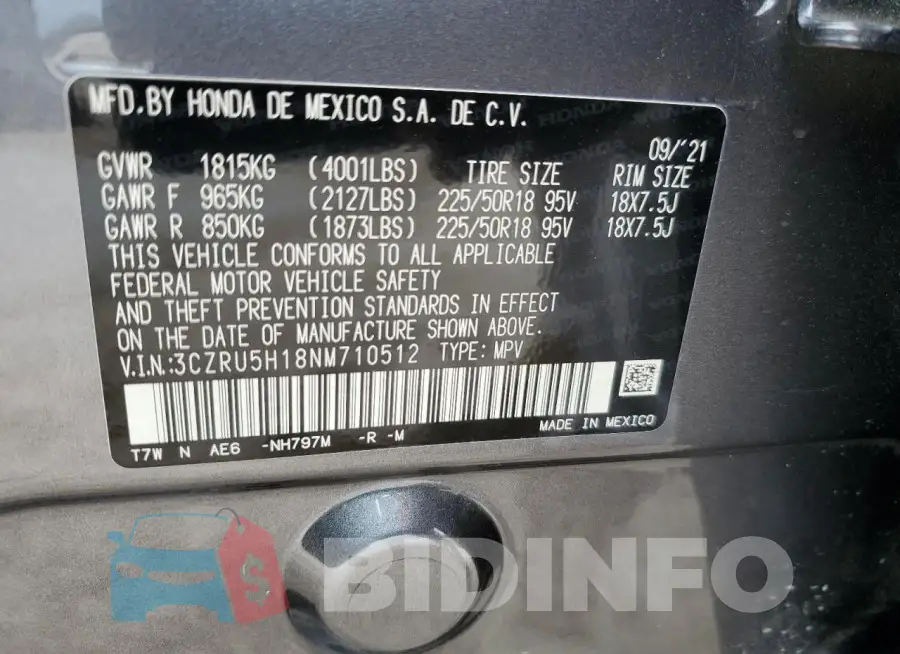 3CZRU5H18NM710512 Photo# 13