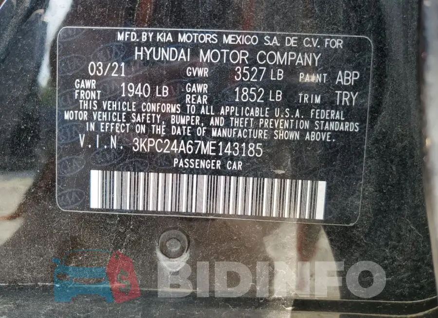 3KPC24A67ME143185 Photo# 12