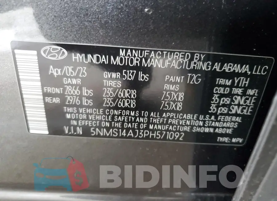 5NMS14AJ3PH571092 Photo# 13