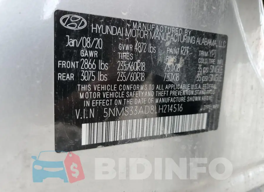 5NMS33AD8LH214516 Photo# 13