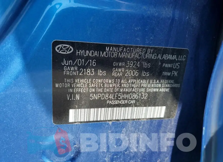5NPD84LF5HH086132 Photo# 12