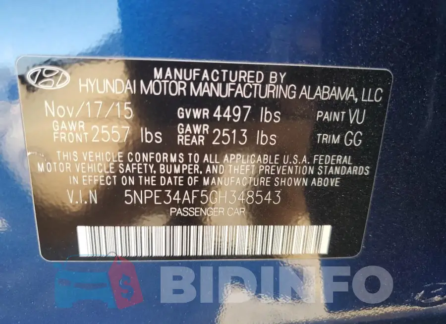 5NPE34AF5GH348543 Photo# 12