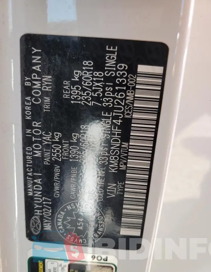 KM8SNDHF4JU261339 Photo# 13