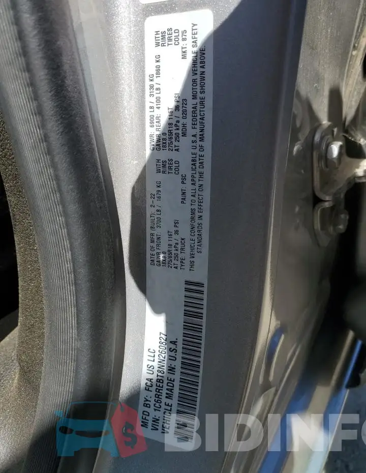 1C6RREBT8NN260827 Photo# 12