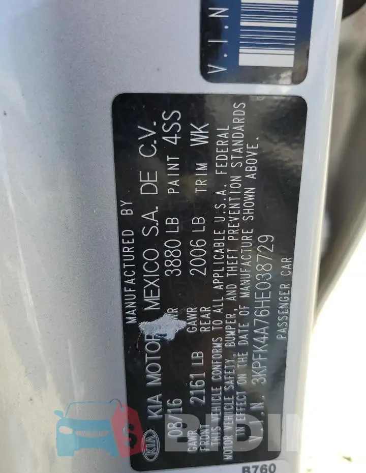 3KPFK4A76HE038729 Photo# 12