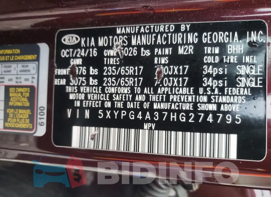 5XYPG4A37HG274795 Photo# 13