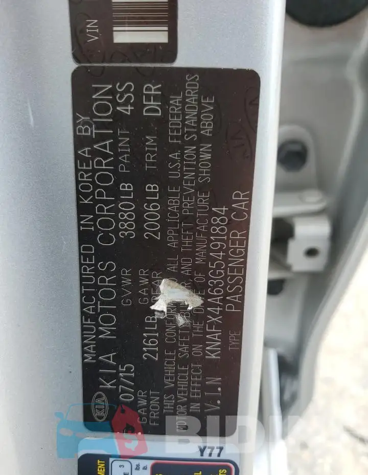 KNAFX4A63G5491884 Photo# 12