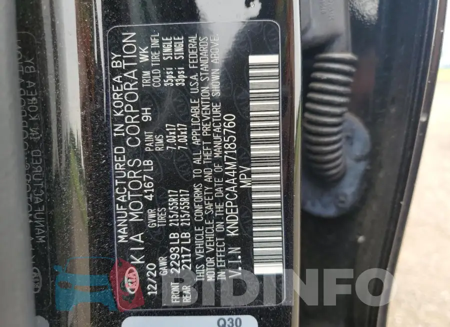 KNDEPCAA4M7185760 Photo# 14