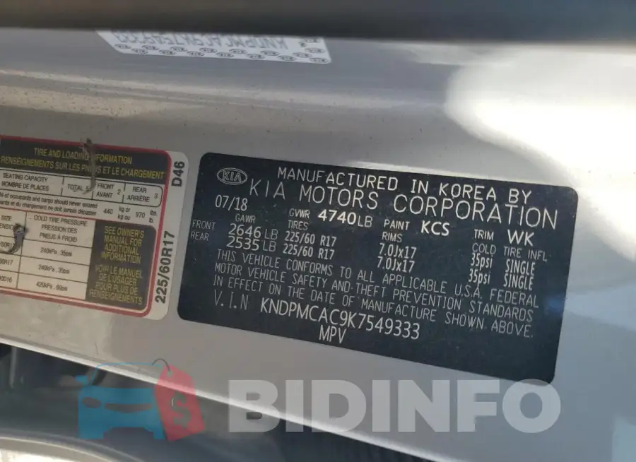 KNDPMCAC9K7549333 Photo# 12