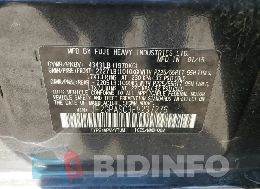 JF2GPASC3F8237276 Photo# 14