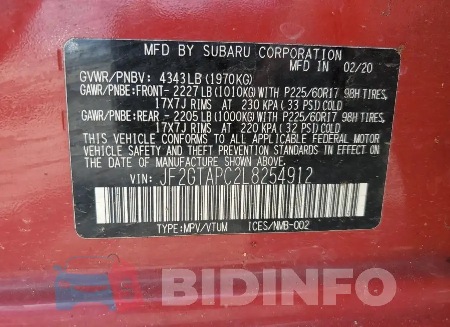 JF2GTAPC2L8254912 Photo# 12